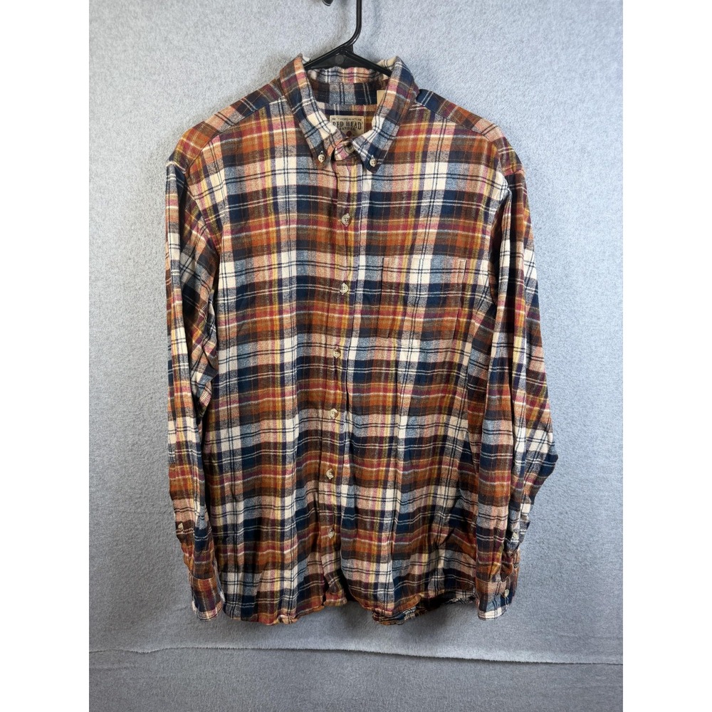 RedHead Shirt Mens Large Multicolor Plaid Flannel Button Up Long Sleeve Casual